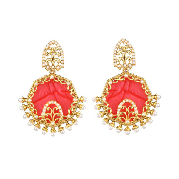 Kriaa Zinc Alloy Gold Plated Resin Pearl Dangler Earring