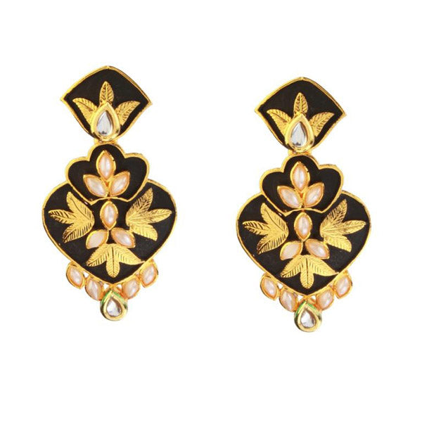 Kriaa Pearl and Kundan Gold Plated Dangler Earring