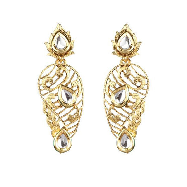The99Jewel Gold Plated White kundan Danglers Earrings