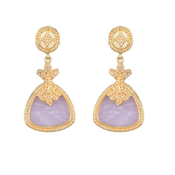 Kriaa Purple Resin Gold Plated Dangler Earring