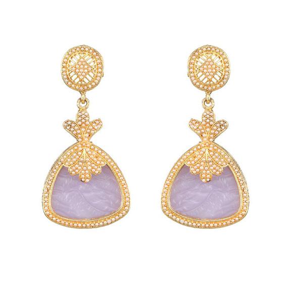 Kriaa Purple Resin Gold Plated Dangler Earring