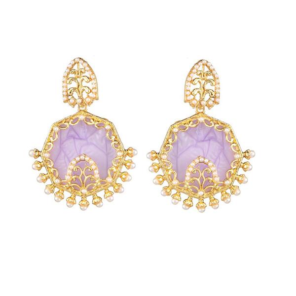 Kriaa Purple Resin Gold Plated Dangler Earring