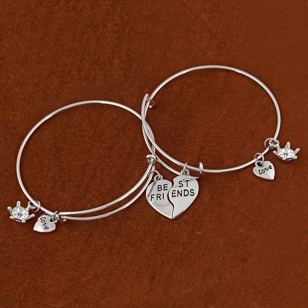 Buy YELLOW CHIMES Best Friends Silver Toned Heart Charm Couple Bracelet   Shoppers Stop