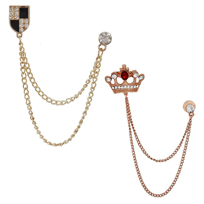 Mahi Latest Design Combo Of Crown Shield Long Double Layer Chain Weddi —  Jewelmaze.Com