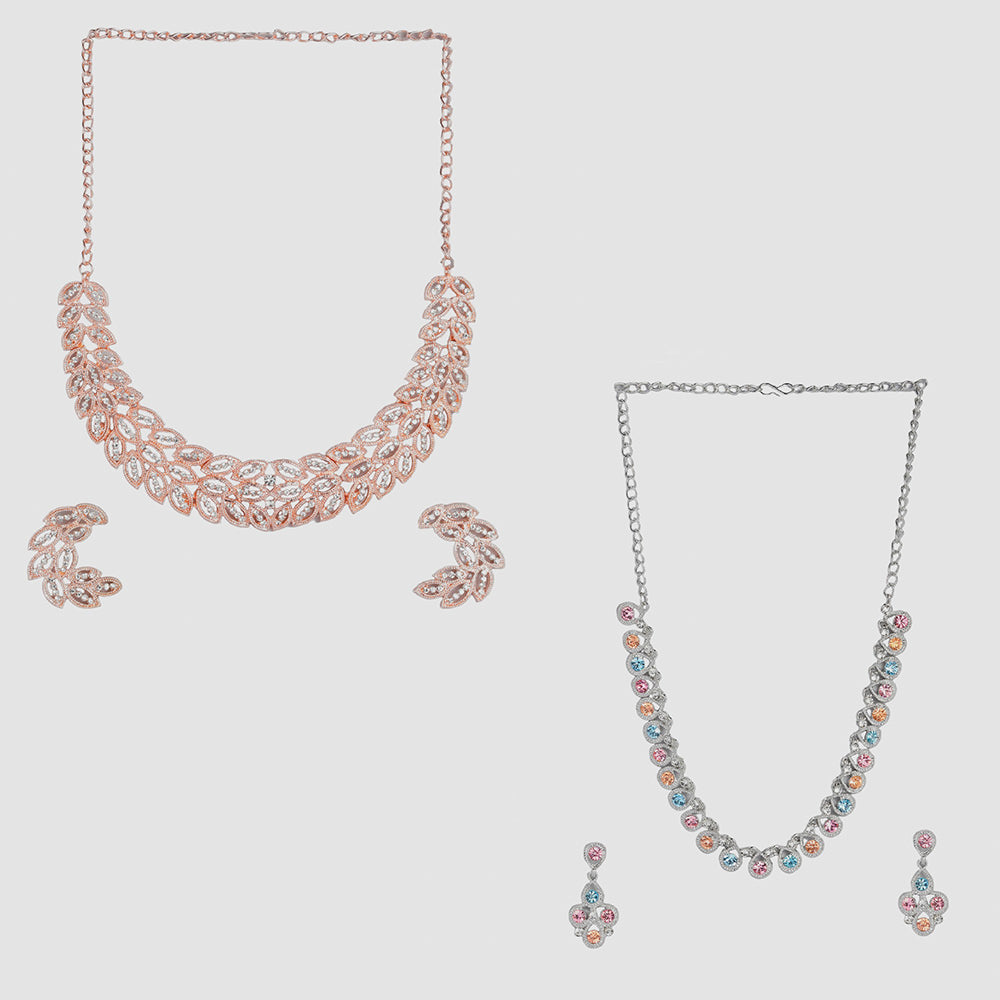 Kord Store Beautiful AD Necklace Set combo For Girls and Women