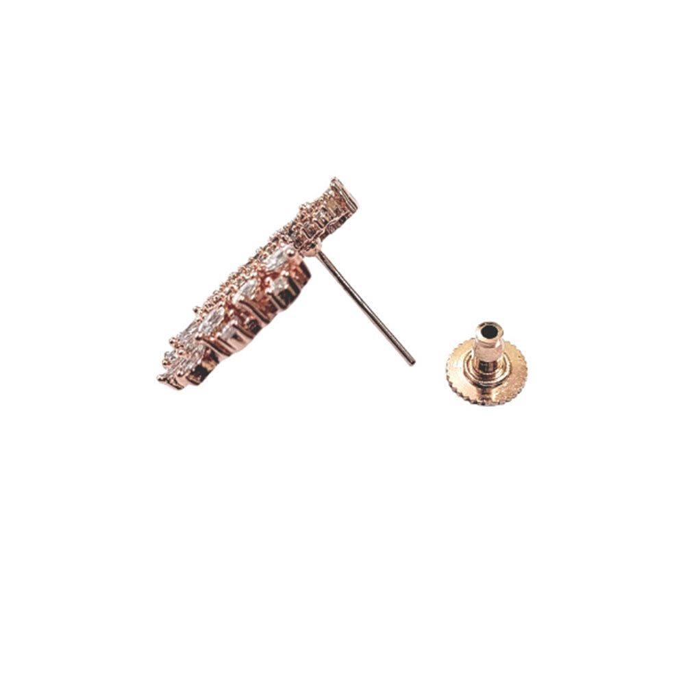 Kord Store Exotic Rose Gold Plated White Premium American Diamond Stud/Tops For Women