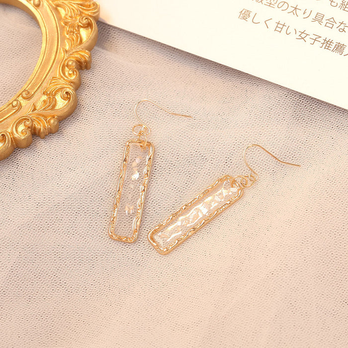 JewelMaze Resin Long Bar Acrylic Dainty Gold Bling Drop Earrings - Drops & Danglers