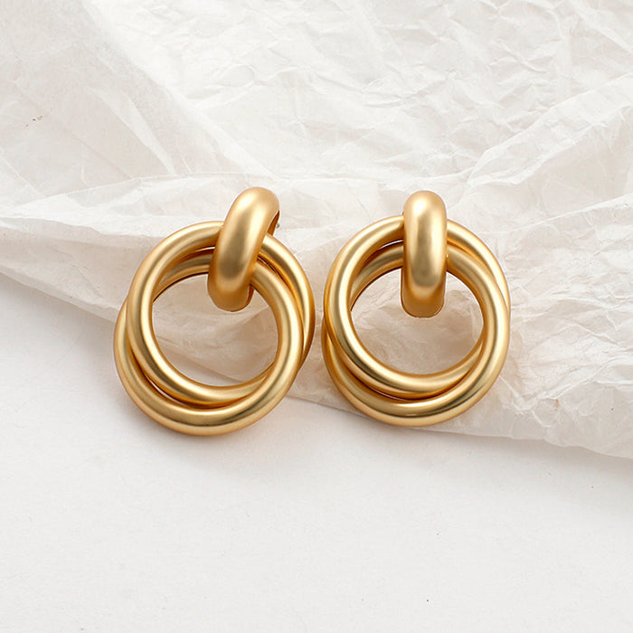 JewelMaze Gold Double Twist Loop Hoop Earrings - Hoop Earrings