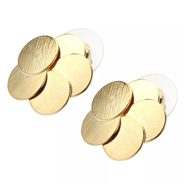 JewelMaze Overlap Metal Round Flower Stud Earrings - Stud Earrings
