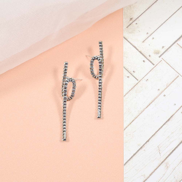 JewelMaze Crystal loop and twisted silver earrings - Drops & Danglers