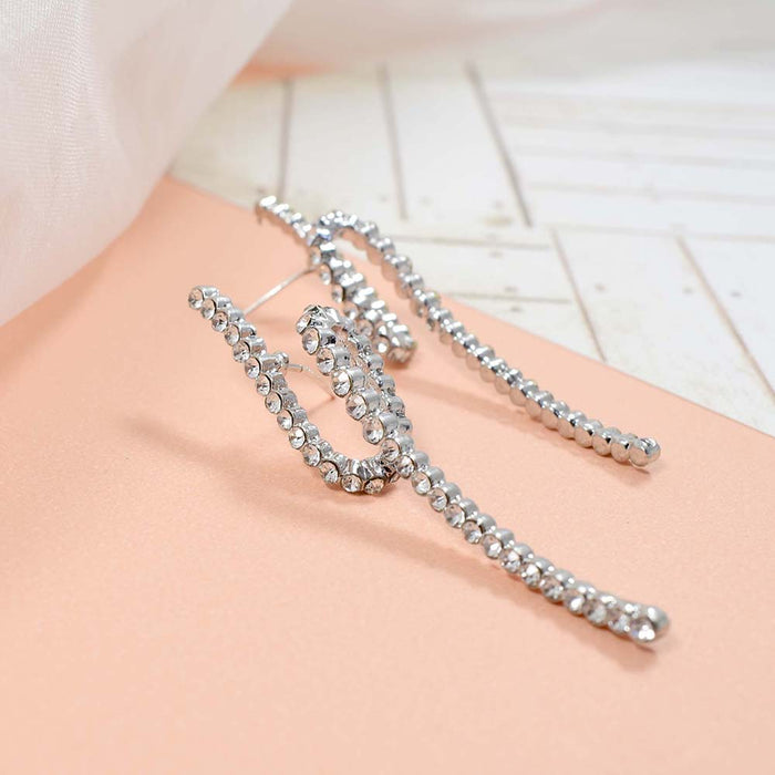 JewelMaze Crystal loop and twisted silver earrings - Drops & Danglers