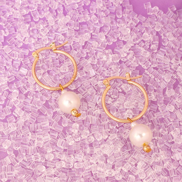 JewelMaze Ocean Pearl Huggies - Huggie Earring