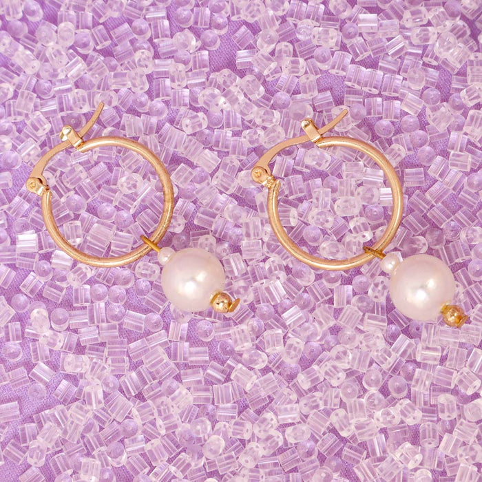 JewelMaze Ocean Pearl Huggies - Huggie Earring