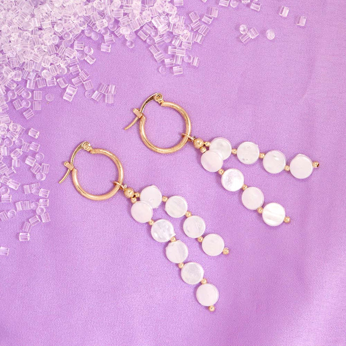 JewelMaze Pretty Pearl Tassel Huggie Earrings - Huggie Earring
