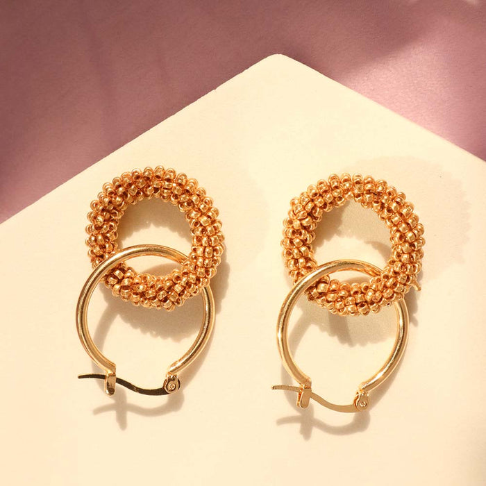 JewelMaze Royal Ballet Golden Hoops - Hoop Earrings