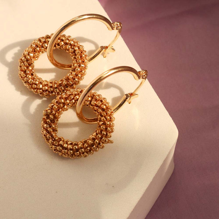 JewelMaze Royal Ballet Golden Hoops - Hoop Earrings