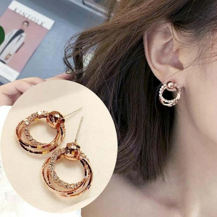 JewelMaze Elegant Diamond Looped Earrings - Stud Earrings