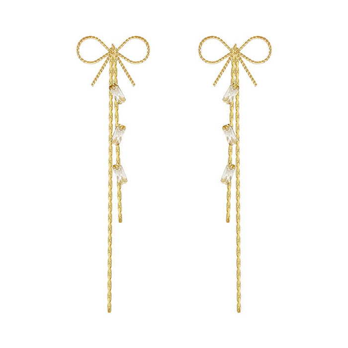 JewelMaze Midnight in Paris Bow Earrings - Drops & Danglers