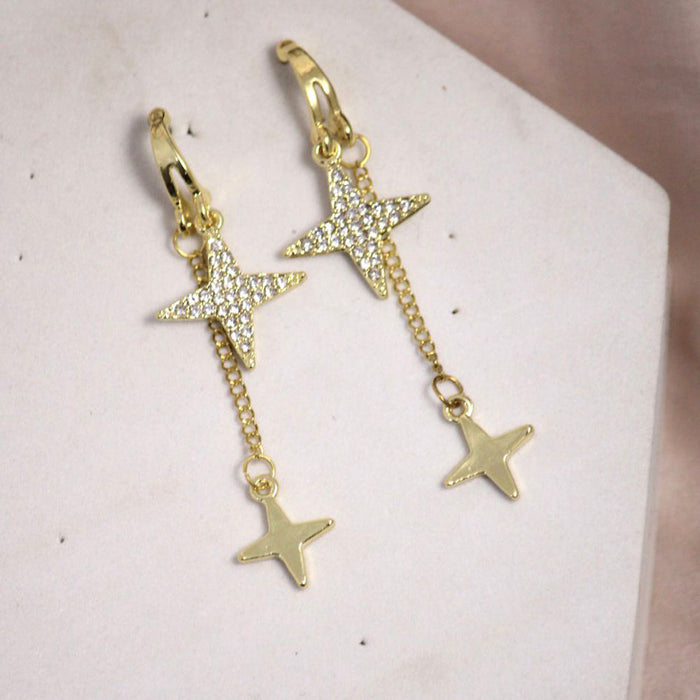 JewelMaze Star Light Gold Earrings - Drop Earrings