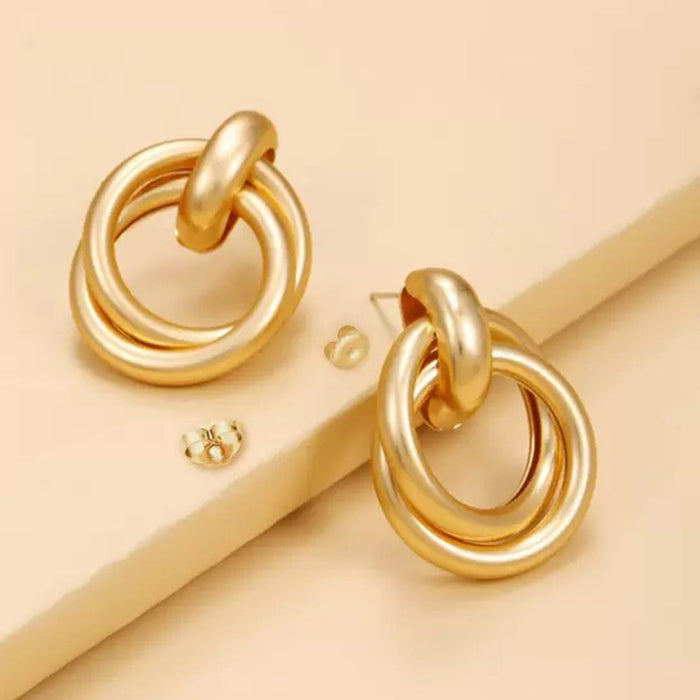 JewelMaze Gold Warped Trendy Earrings - Hoop Earrings