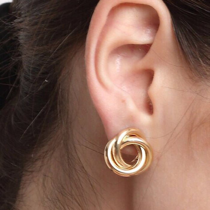 JewelMaze Golden Crooked Minimal Earrings - Hoop Earrings