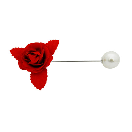 Apurva Pearls Red Rose Hair Brooch