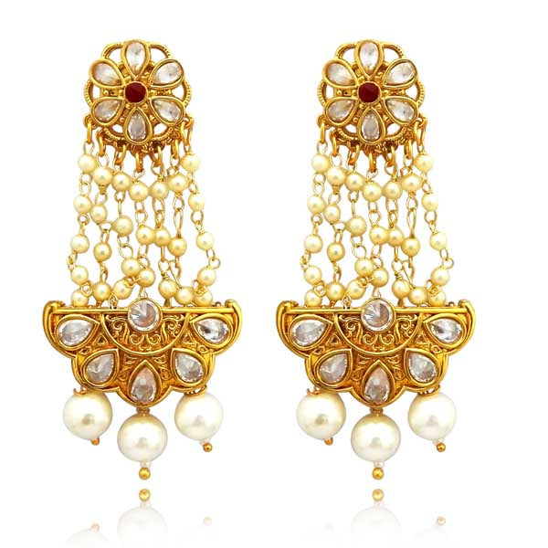 Sai Raj AD Stone Copper Dangler Earrings