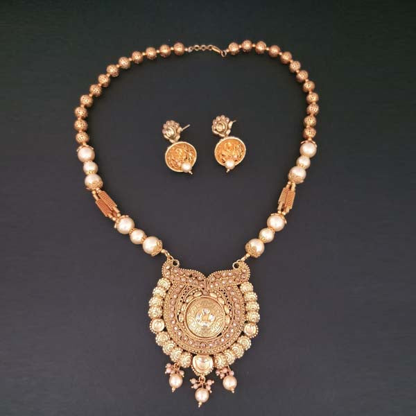 Sai Raj AD Stone Pearl Copper Necklace Set