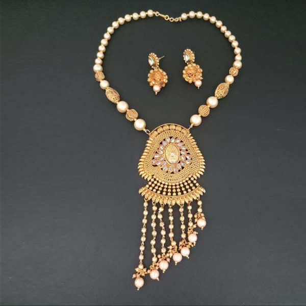 Sai Raj AD Stone Pearl Copper Necklace Set