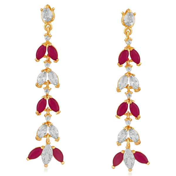 Suhagan Ruby AD Stone Gold Plated Dangler Earrings
