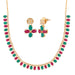 Pralhad Green And Pink Pota Stone Brass Necklace Set