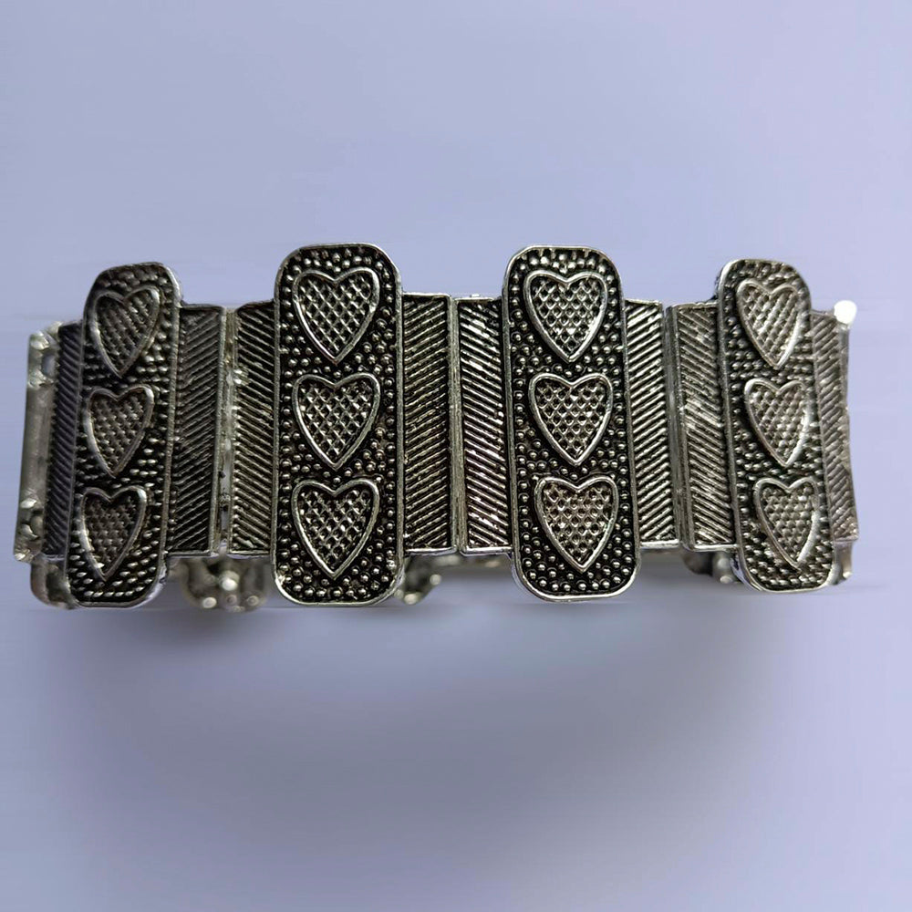Kord Store Excellent Silver Oxidised Plated Heart ShapeFree Size  Bracelet For Girls and Women  - KSBRC40034
