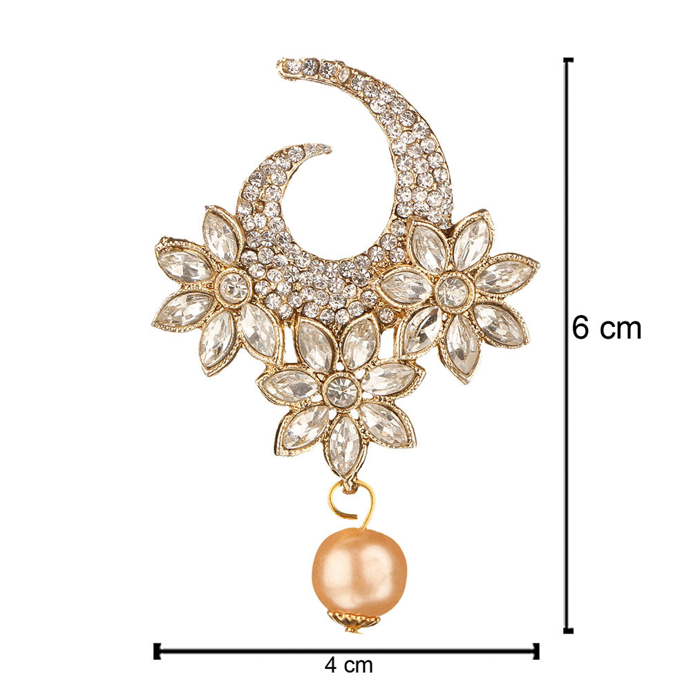 Kord Store Amazing Flower & Latkan Pearl White Stone Gold Plated Dangle Earring For Women  - KSEAR70031