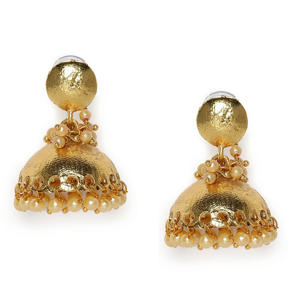Kord Store Ethnic Pearls Beads Gold Plated Jhumki Earring For Women  - KSEAR70052