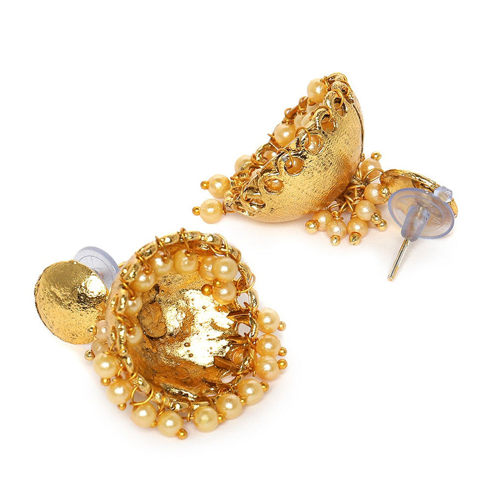 Kord Store Ethnic Pearls Beads Gold Plated Jhumki Earring For Women  - KSEAR70052