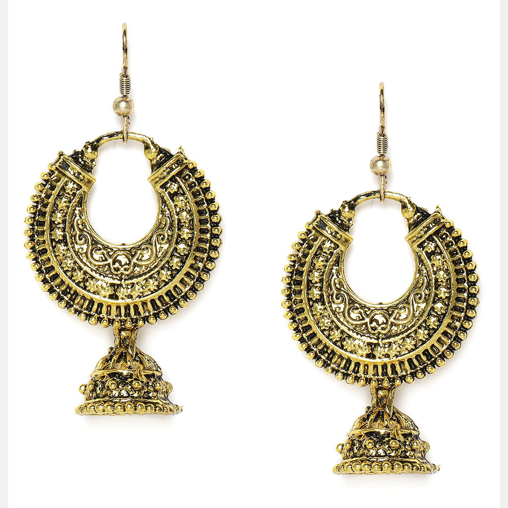 Kord Store Traditionally Round Shape Matt Finish Gold Plated Jhumki Earring For Women - KSEAR70091