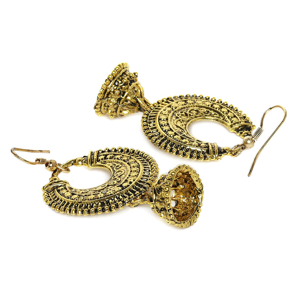 Kord Store Traditionally Round Shape Matt Finish Gold Plated Jhumki Earring For Women - KSEAR70091