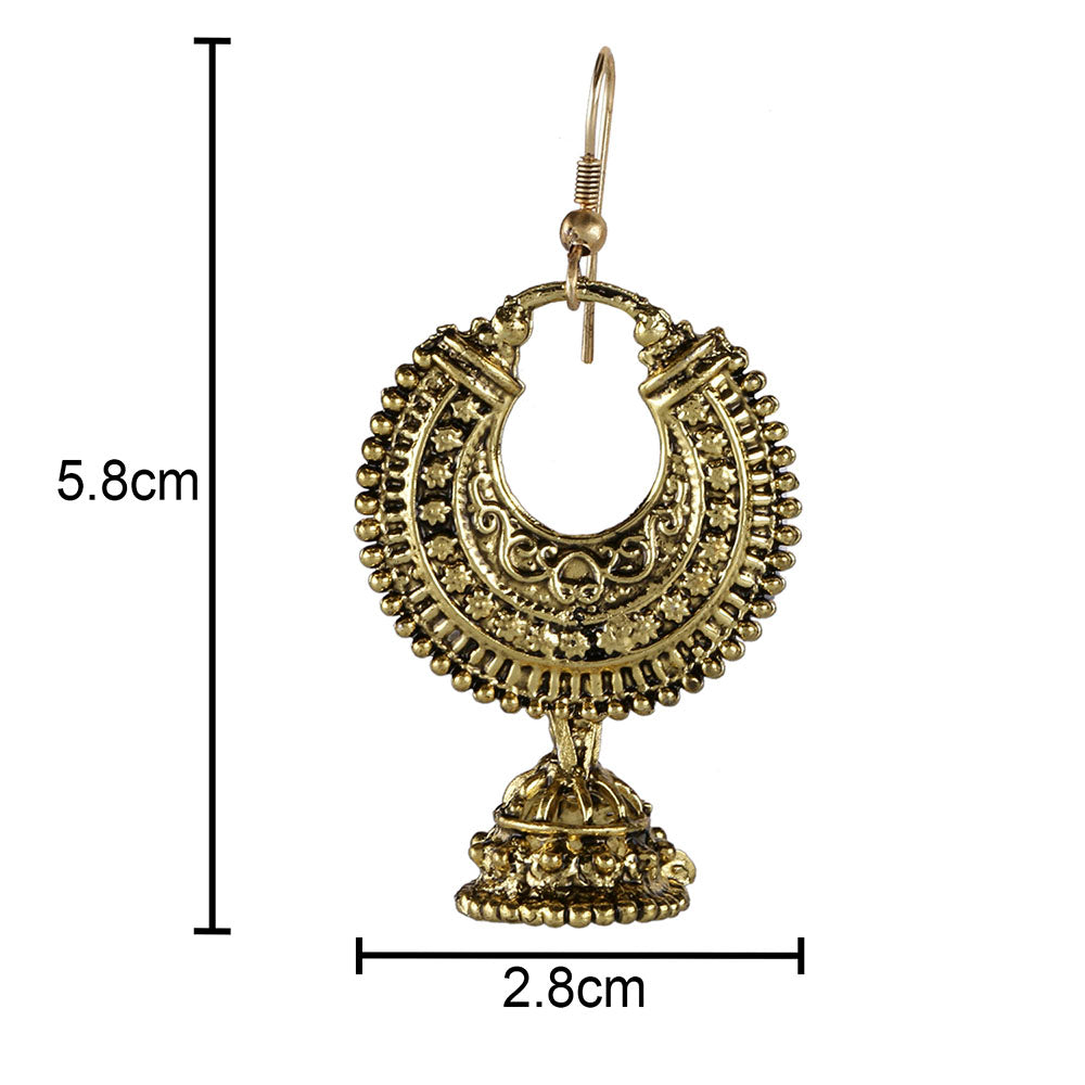 Kord Store Traditionally Round Shape Matt Finish Gold Plated Jhumki Earring For Women - KSEAR70091