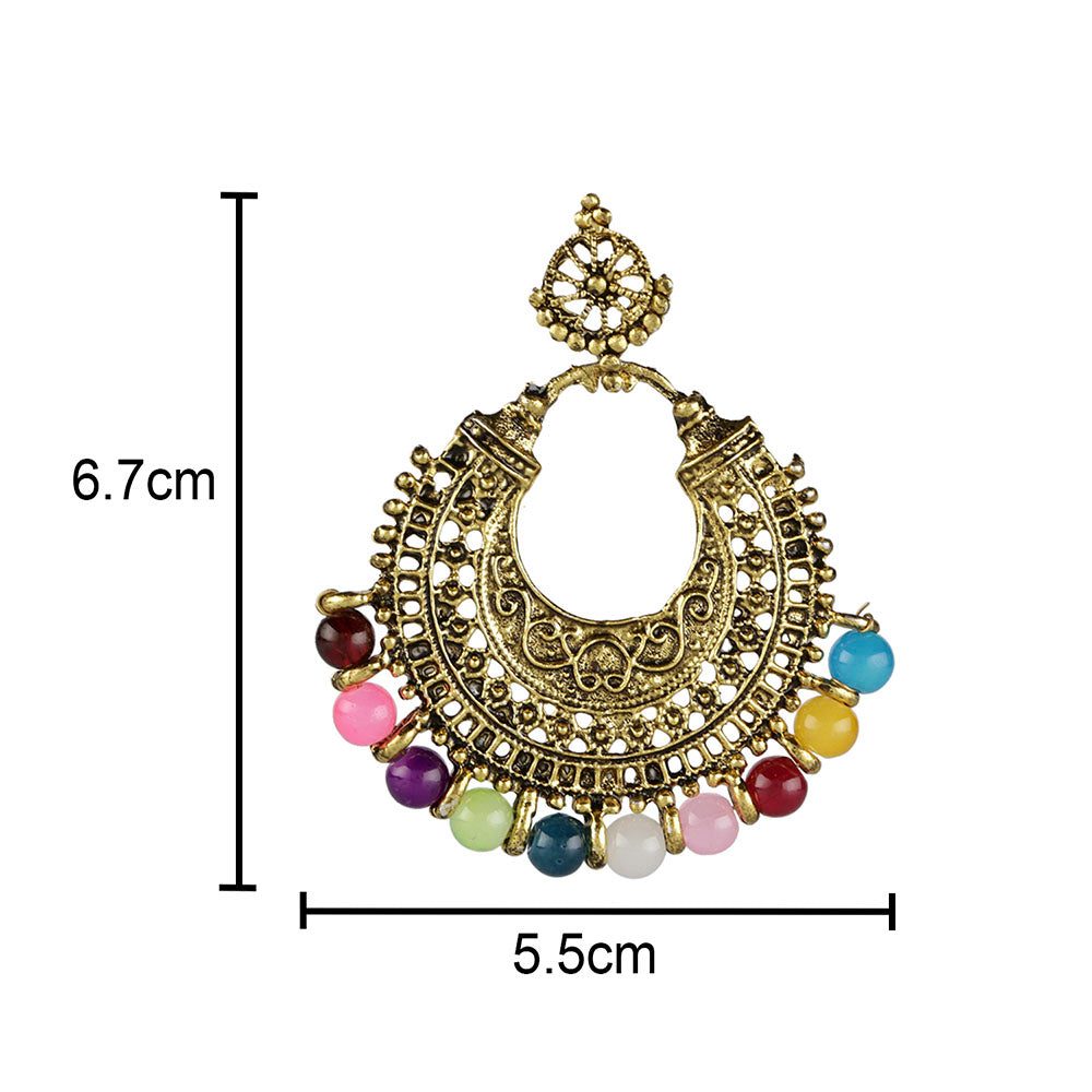 Kord Store Admirable Multi-Color Beads Gold Plated Chand Bali Earring For Women - KSEAR70097