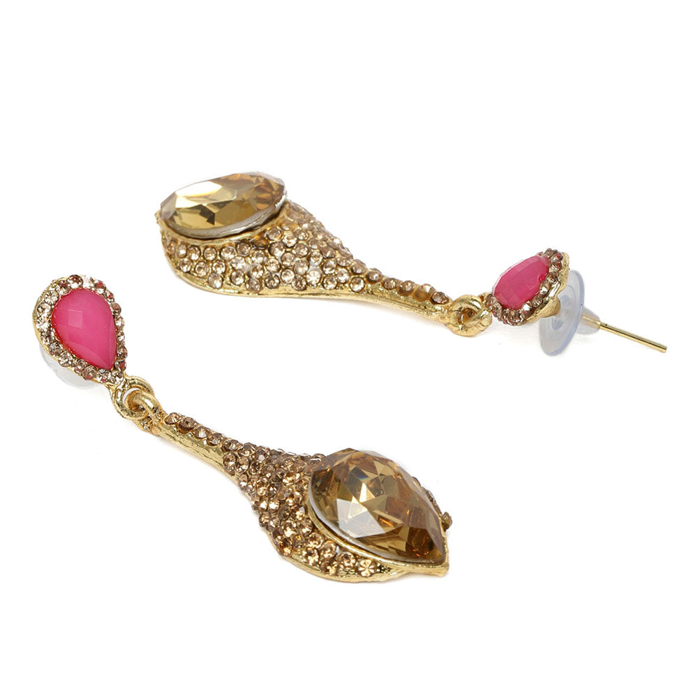 Kord Store Creative Designer Lct Stone Gold Plated Dangle Earring For Women - KSEAR70113