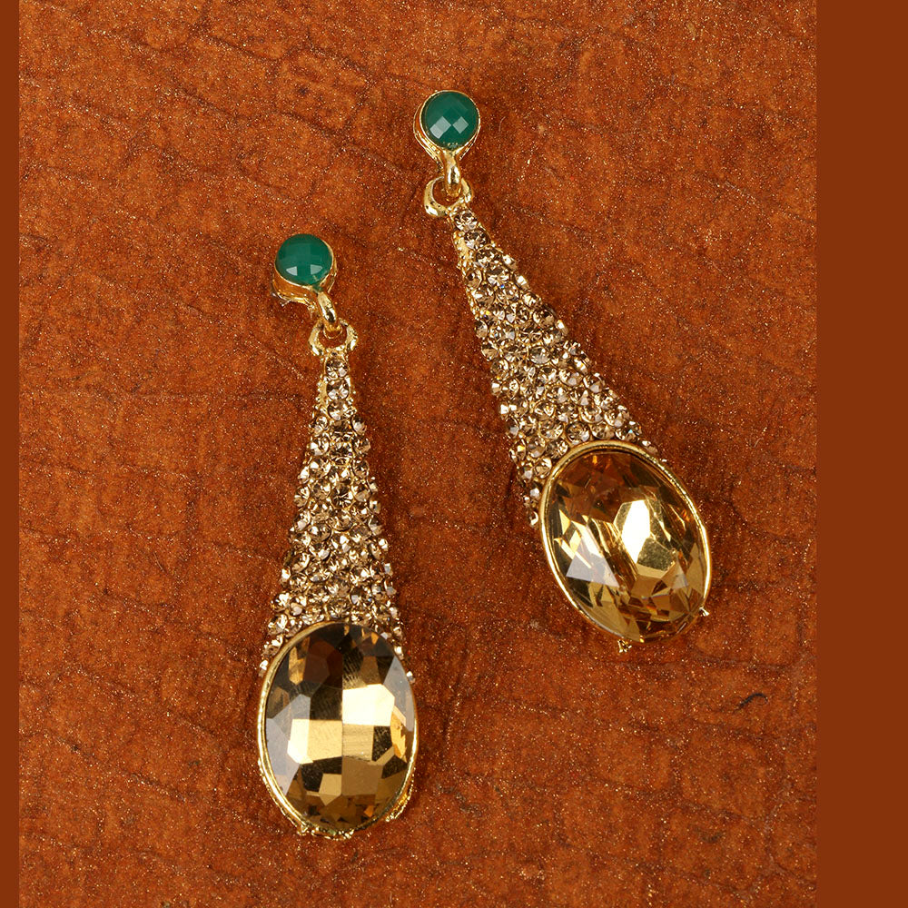 Kord Store Dazzling Designer Lct Stone Gold Plated Dangle Earring For Women - KSEAR70114