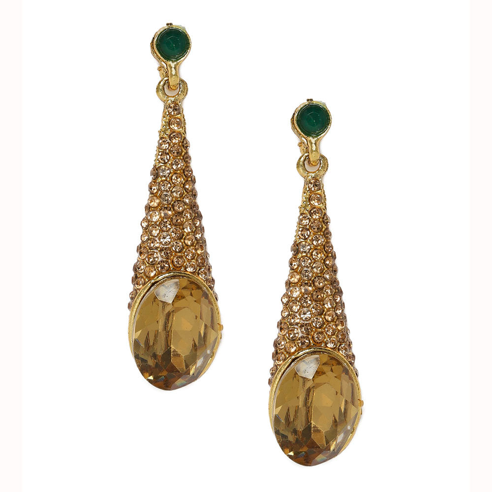 Kord Store Dazzling Designer Lct Stone Gold Plated Dangle Earring For Women - KSEAR70114