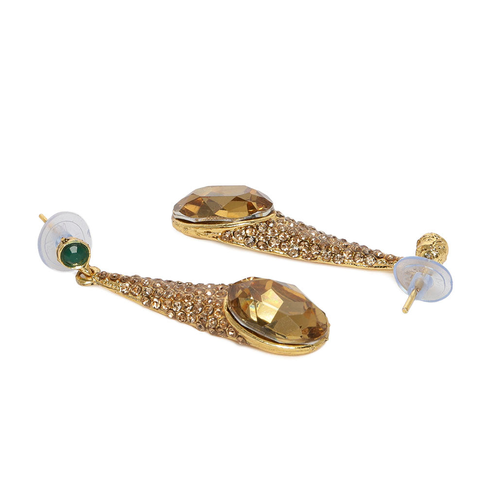 Kord Store Dazzling Designer Lct Stone Gold Plated Dangle Earring For Women - KSEAR70114