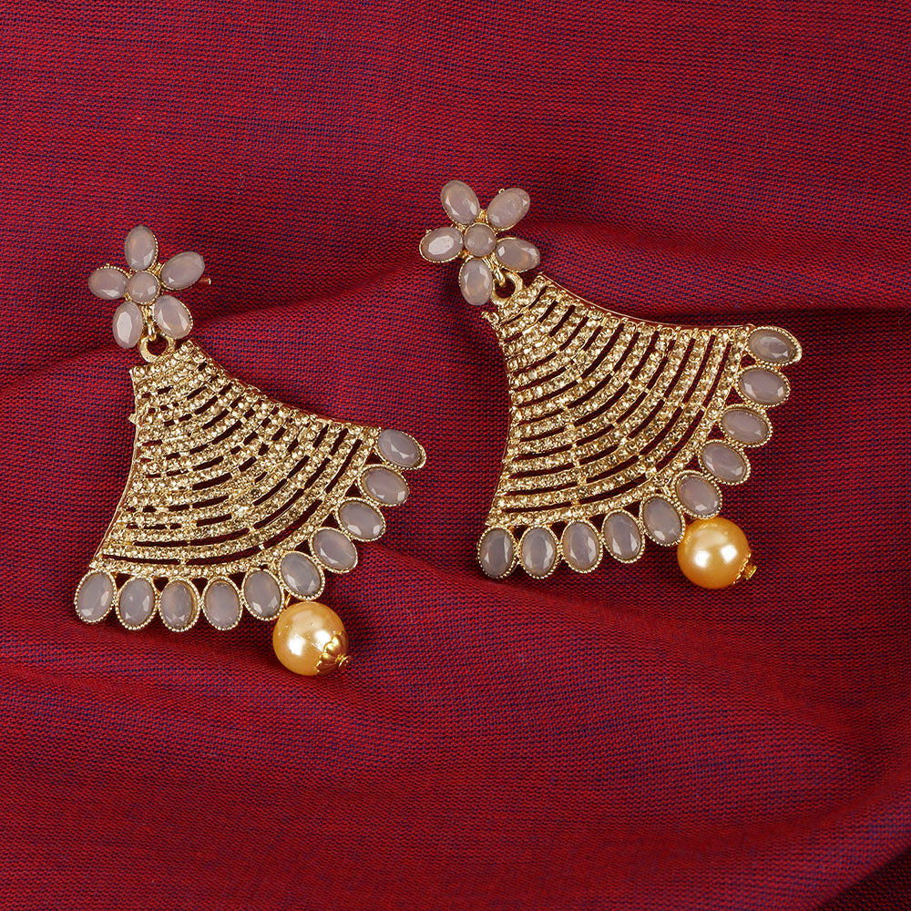 Kord Store Modern Designer Lct Stone Gold Plated Drop Earring For Women - KSEAR70136