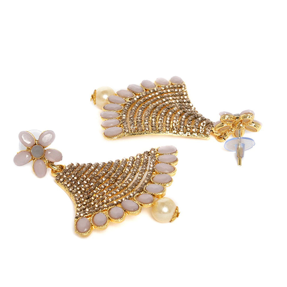 Kord Store Modern Designer Lct Stone Gold Plated Drop Earring For Women - KSEAR70136