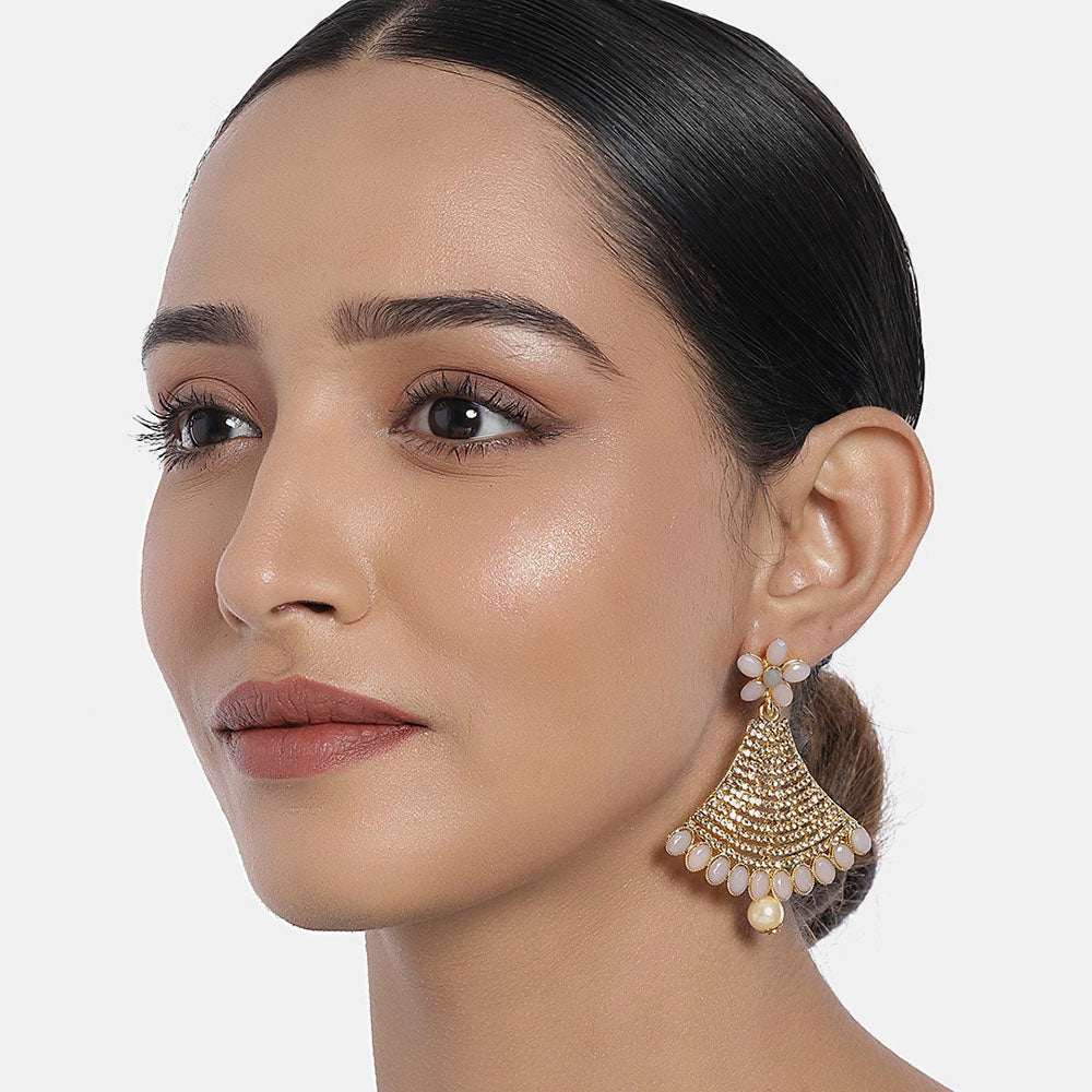 Kord Store Modern Designer Lct Stone Gold Plated Drop Earring For Women - KSEAR70136