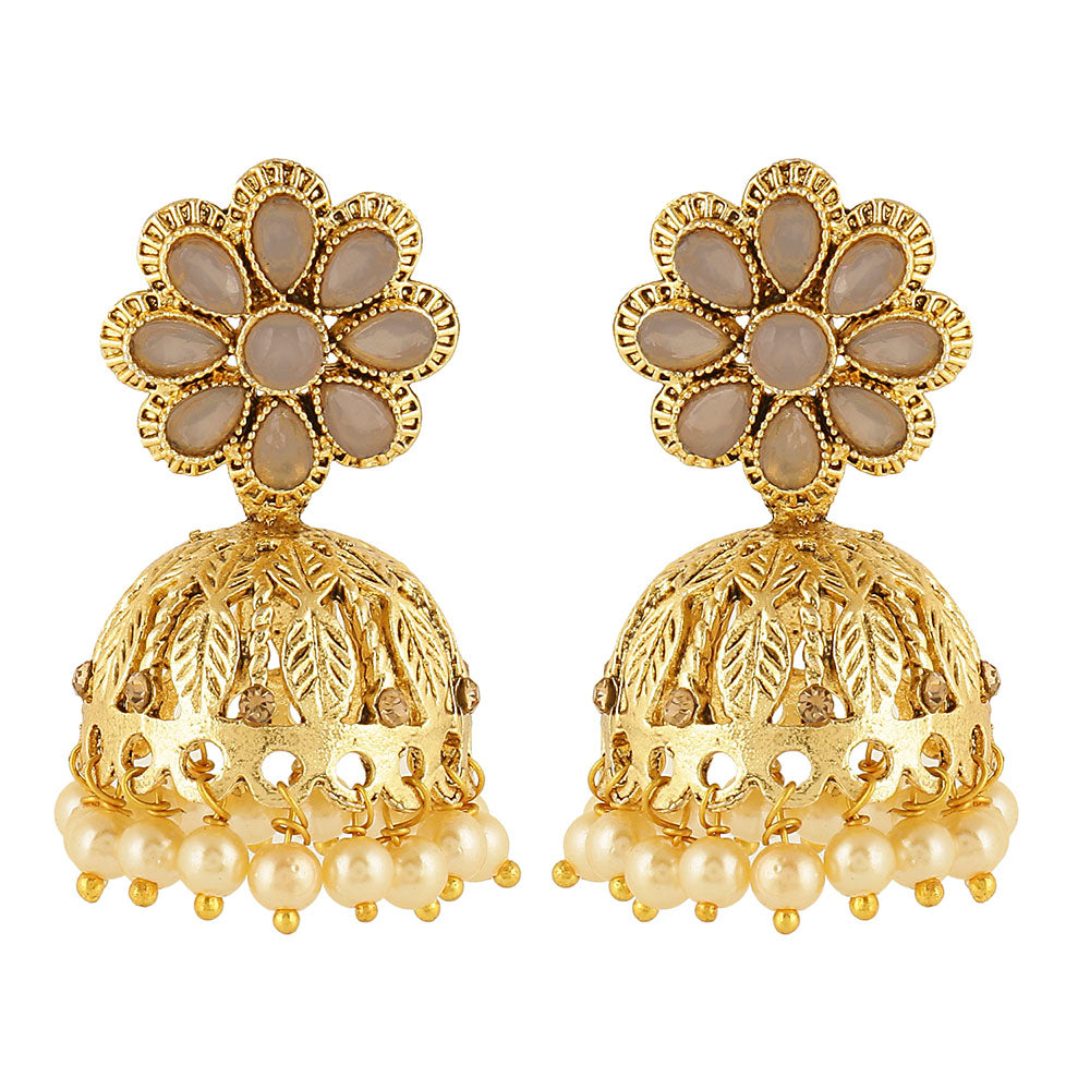 Kord Store Marvellous Flower Design Gold Plated Jhumki Earring For Women  - KSEAR70145