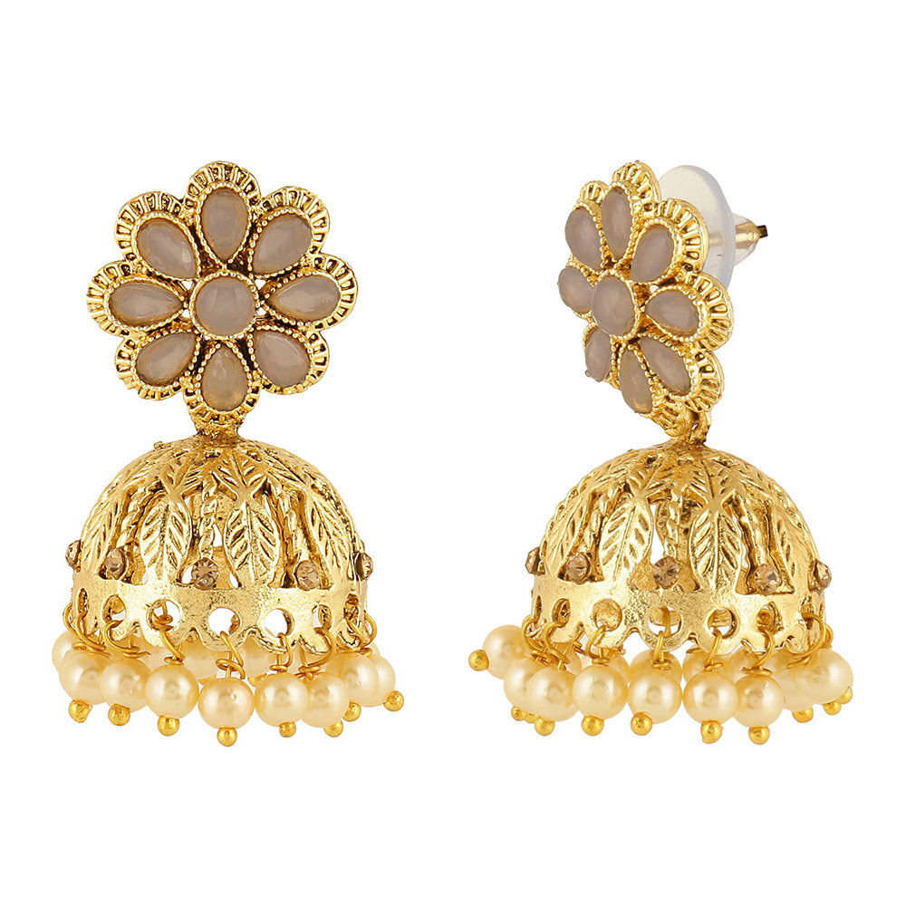 Kord Store Marvellous Flower Design Gold Plated Jhumki Earring For Women  - KSEAR70145