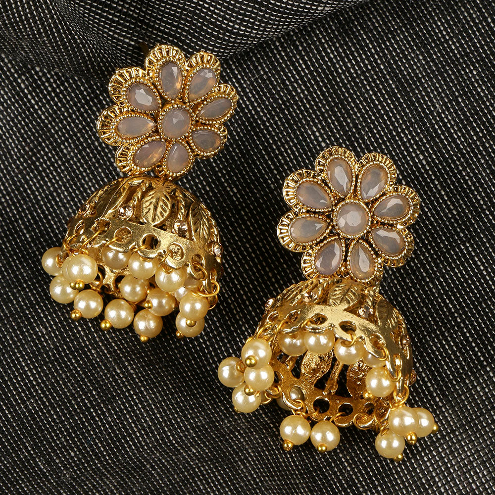 Kord Store Marvellous Flower Design Gold Plated Jhumki Earring For Women  - KSEAR70145