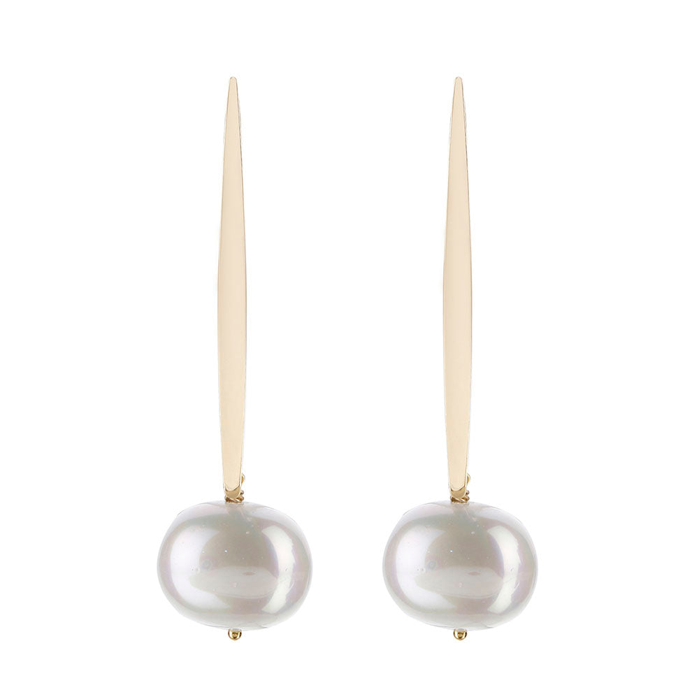 Kord Store Admirable Pearl Gold Plated Dangle Earring For Women  - KSEAR70161